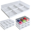 6-Pack Boxes with Clear Transparent Lid and Dividers, 6 Cavity, White Glossy Packaging Bakery Supplies for Mousse Cake Tarts Macarons