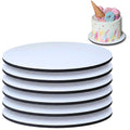 Professional 10" MDF Cake Drums (6 Pack) | 1/4 Inch Ultra-Slim Non-Bending Cake Board Base | Elegant White Top with Matte Black Studio Edges, Reusable & Grease-Proof