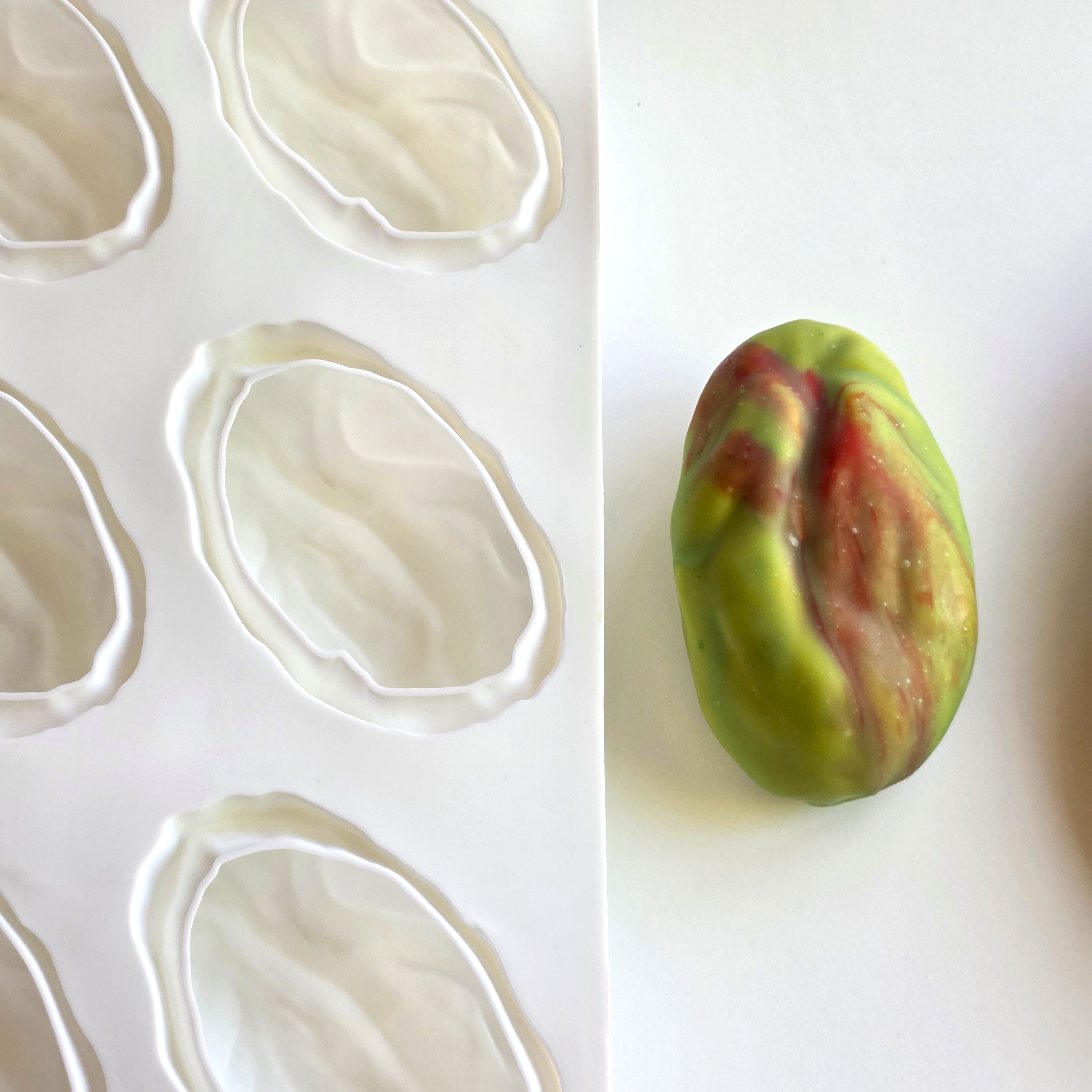 Professional Pistachio Mousse Cake Mold – Premium Food-Grade Silicone Baking Tool for Viral Fruit-Shaped Pastries,6-Cavity, 3.4 oz per Cavity, for Mousse, Entremets and Chocolate Work Desserts